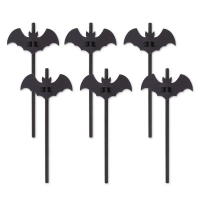 Słomki czarne z nietoperzami 12 szt