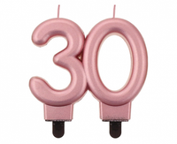 Świeczka B&C cyferka, 30, metalik różowo-złota, 8.0 cm