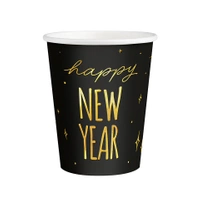 Kubek Happy New Year czarno-złoty 220ml 6szt.