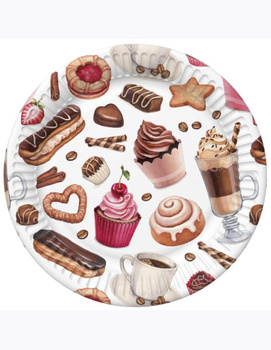 Talerzyki papierowe Słodkości, 18 cm, 8 szt