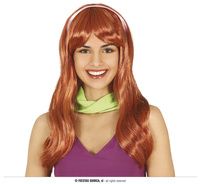 Peruka brązowa z wstążką we włosach