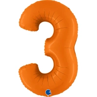Balon foliowy cyfra 3, pomarańczowy, 102cm
