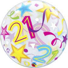 Balon Bubble "21 Urodziny" 22''