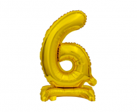 Balon foliowy B&C Cyfra stojąca 6, złota, 38 cm