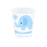Kubeczki papierowe Baby Shower Słonik niebieski 6szt