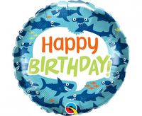 Balon foliowy 18 cali QL RND Birthday Fun Sharks