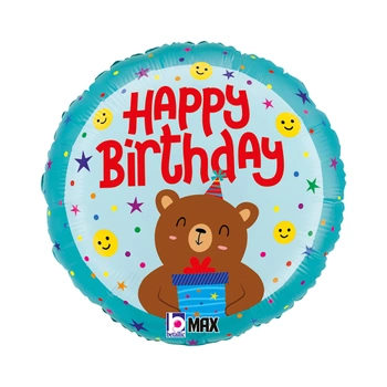 Balon Grabo Uśmiechnięty Miś Birthday 18" - 46 cm