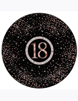 Talerzyki papierowe "18 Rose Gold", 18cm, 8 szt