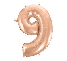 Balon foliowy FX - "Number 9" różowe - złoto, 85 cm