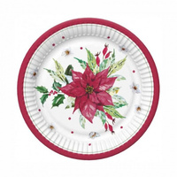 Talerzyki papierowe "Gwiazda Betlejemska", 18cm, 8 szt