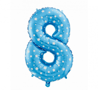Balon foliowy "Cyfra 8", niebieska w gwiazdy, 61 cm