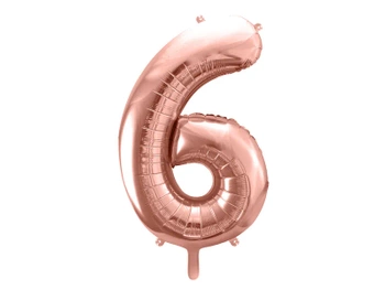 Balon foliowy Cyfra ''6', 86cm, różowe złoto