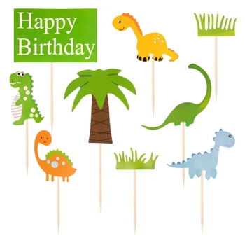 Toppery na tort Dinozaury Happy Birthday 9szt.