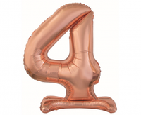 Balon foliowy B&C Cyfra stojąca 4, różowo-złota, 74 cm