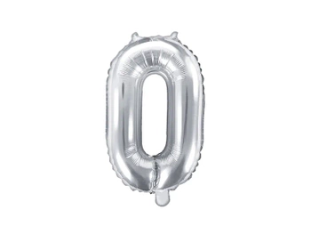 Balon foliowy Cyfra ''0'', 35cm, srebrny