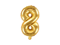 Balon foliowy Cyfra ''8'', 35cm, złoty