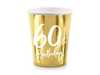 Kubeczki 60th Birthday, złoty, 220ml
