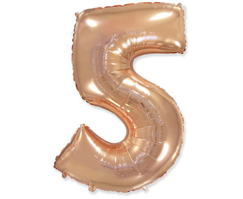 Balon foliowy FX - "Number 5" różowe - złoto, 85 cm