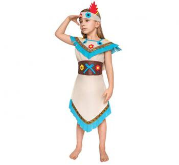 Zestaw Indianka Kolorowy Kwiat (sukienka, pasek, opaska), rozm. 110/120 cm