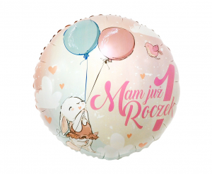 Balon foliowy Mam Już 1 Roczek, 18" (króliczek)