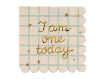 Serwetki papierowe I am one today Miś, beżowe, 33x33 cm