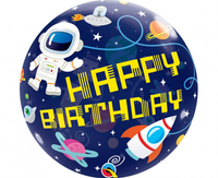 Balon foliowy 22 cale QL Bubble Poj. Happy Birthday, kosmos