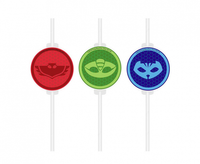 Rurki (słomki) papierowe z medalionem PJ Masks, 4 szt.