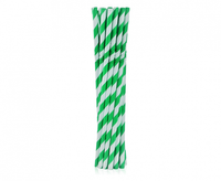 Rurki (słomki) pap. łamane, zielone paski, 6x200mm / 12 szt.