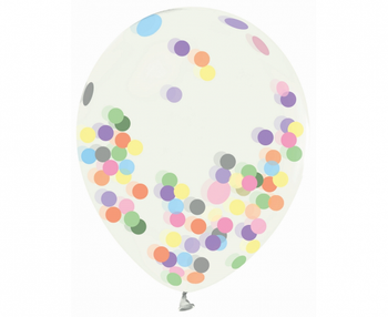 Balony Helium Formula, transparentne, kolorowe konfetti, 12 cali, 4 szt.