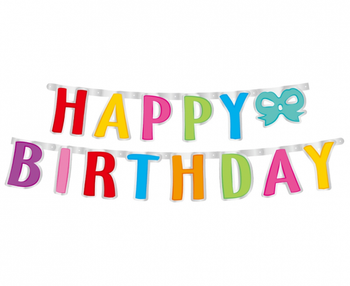 Girlanda papierowa Happy Birthday, kolorowa, 160x14 cm