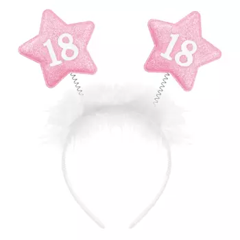 Opaska biała z różowymi gwiazdkami 18 urodziny