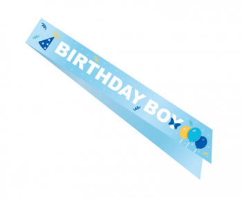 Szarfa urodzinowa Birthday Boy, błękitna, rozm. 10 x 150 cm