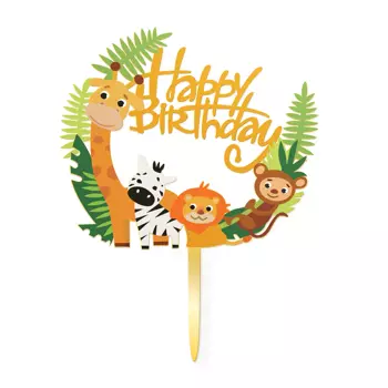 Topper Happy Birthday zwierzątka safari