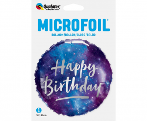 Balon foliowy 18 cali QL RND Happy Birthday, galaxy