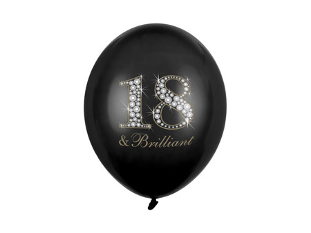 Balony 30cm, 18 & Brilliant, Pastel Black