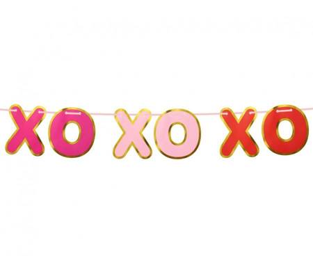 Girlanda papierowa XOXO, złoty kontur, 200 cm